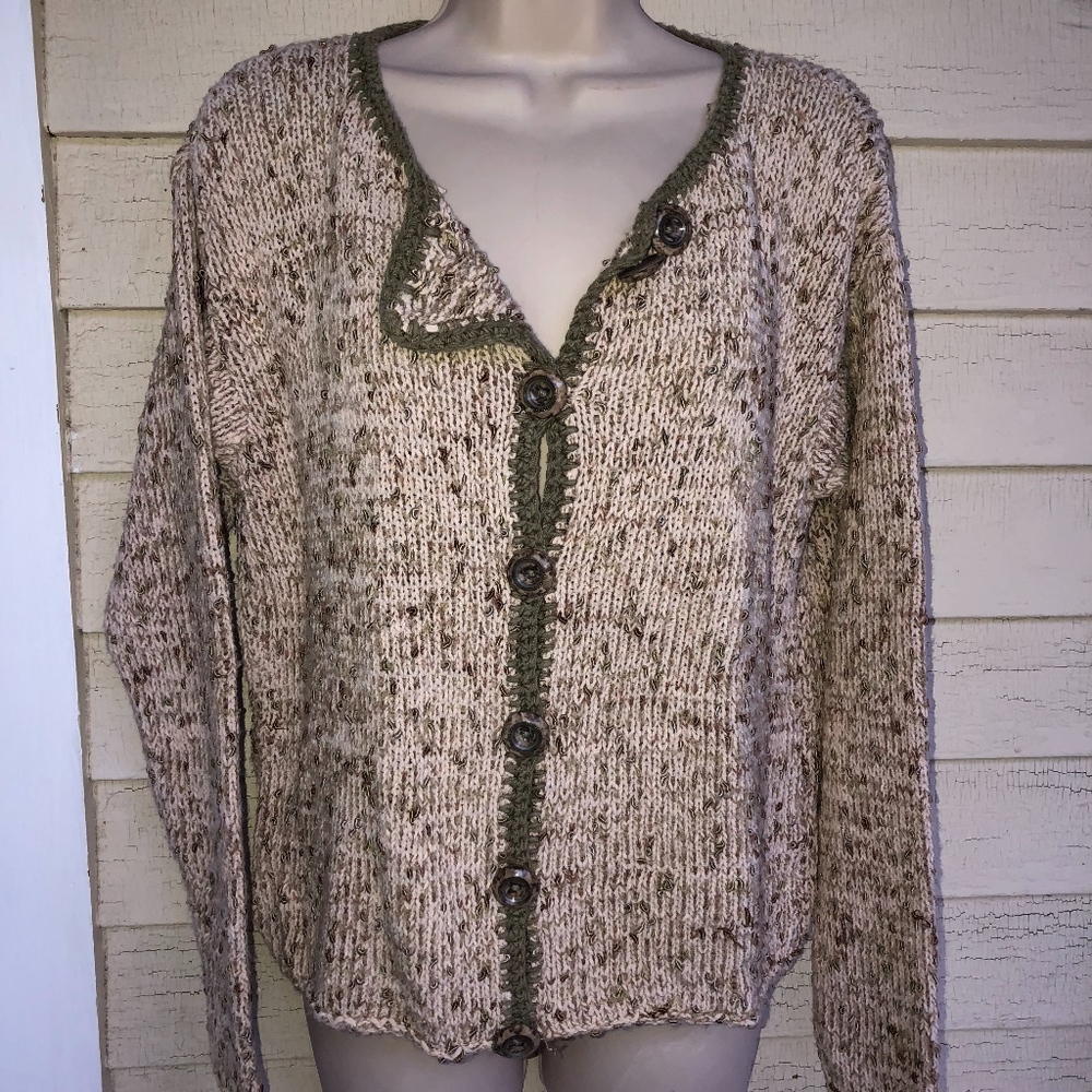 ANI BARRIE 93% cotton buttoned cardigan sweater